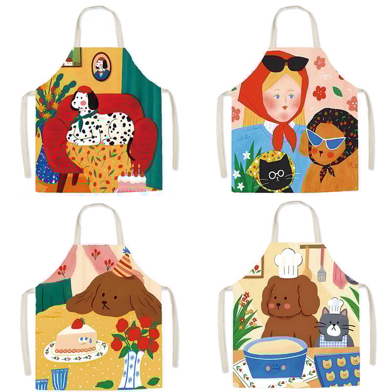 Ποδιά σε στυλ καρτούν, χωρίς μανίκια, αντι-λεκέδων, πολυεστέρας, για οικιακή μαγειρική