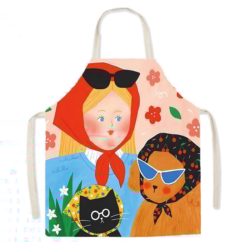 Ποδιά σε στυλ καρτούν, χωρίς μανίκια, αντι-λεκέδων, πολυεστέρας, για οικιακή μαγειρική