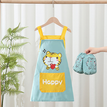 Bērnu ūdensdrošs priekšauts zīmēšanai ar piedurknēm, poliesters, drošības klase A, vecums 3–8 gadi