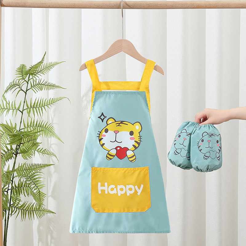 Bērnu ūdensdrošs priekšauts zīmēšanai ar piedurknēm, poliesters, drošības klase A, vecums 3–8 gadi