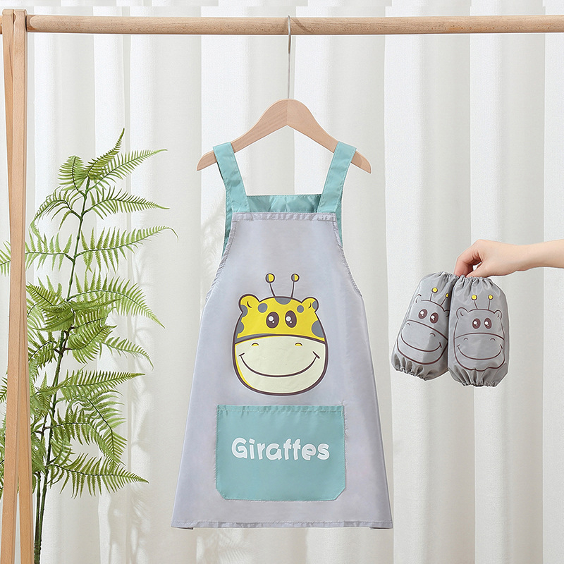 Bērnu ūdensdrošs priekšauts zīmēšanai ar piedurknēm, poliesters, drošības klase A, vecums 3–8 gadi