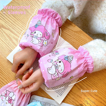 Mergaitėms skirtas rankovių komplektas – princesės karikatūros motyvas, dėmėms atsparus ir vandeniui atsparus, minkštas poliesteris