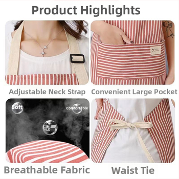 Ποδιά χωρίς μανίκια από βαμβάκι και λινό, αντιβρωμιστικό, ριγέ σχέδιο