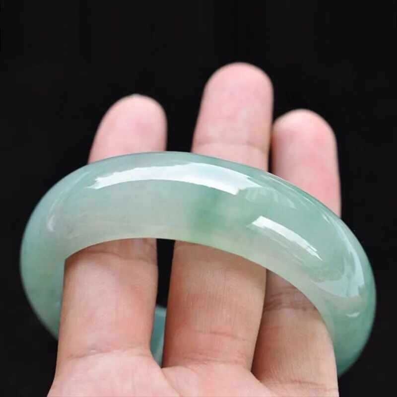 Nefrito apyrankė su ledo vaškinės tekstūros, geometrinė forma, rankų darbo, atskiras įpakavimas, natūralus stilius, unisex