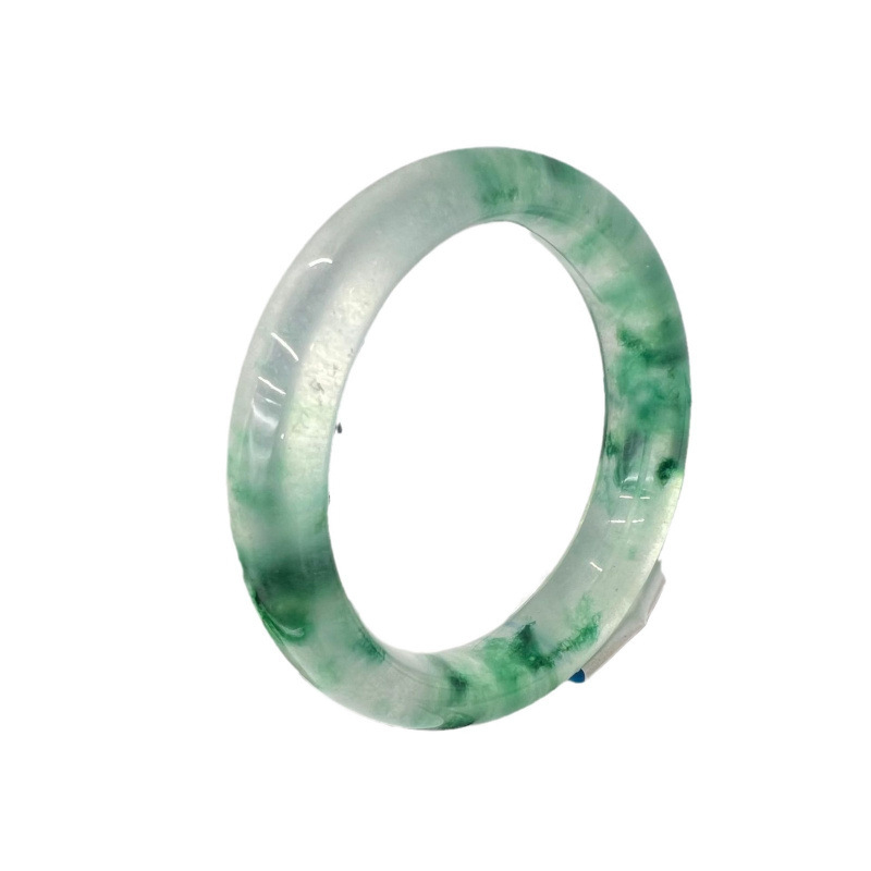 Jadeito imitacijos apyrankė su gėlių raštu, širdies formos dizainas, poliruota danga