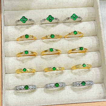 Отворена халка от S925 сребро с Jadeite, унисекс, електроплакиране