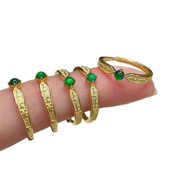 Отворена халка от S925 сребро с Jadeite, унисекс, електроплакиране