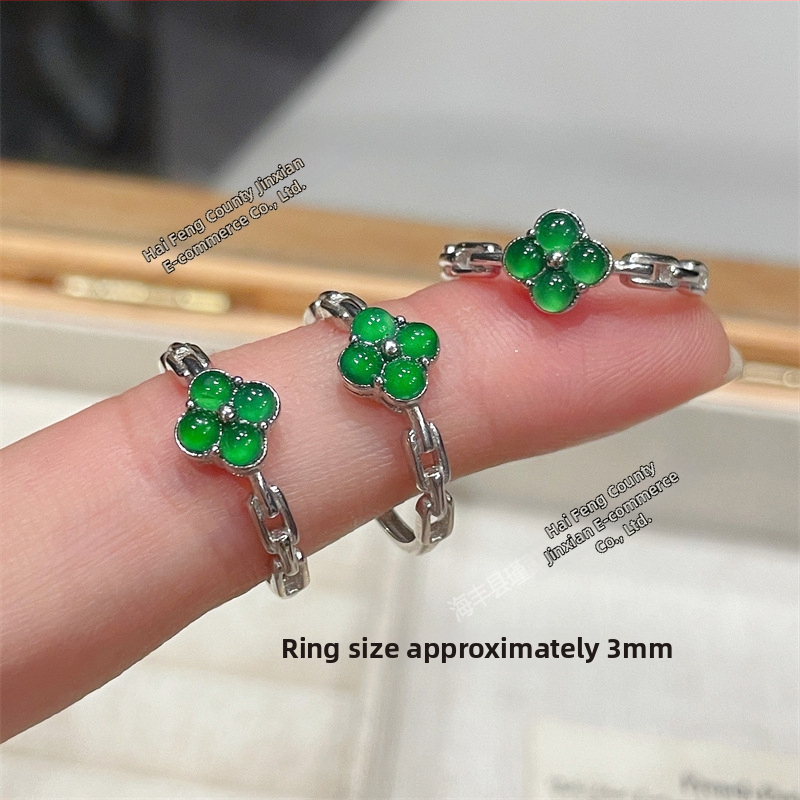 Otvorený prsteň zo S925 striebra s Jadeite, unisex, elektroplating