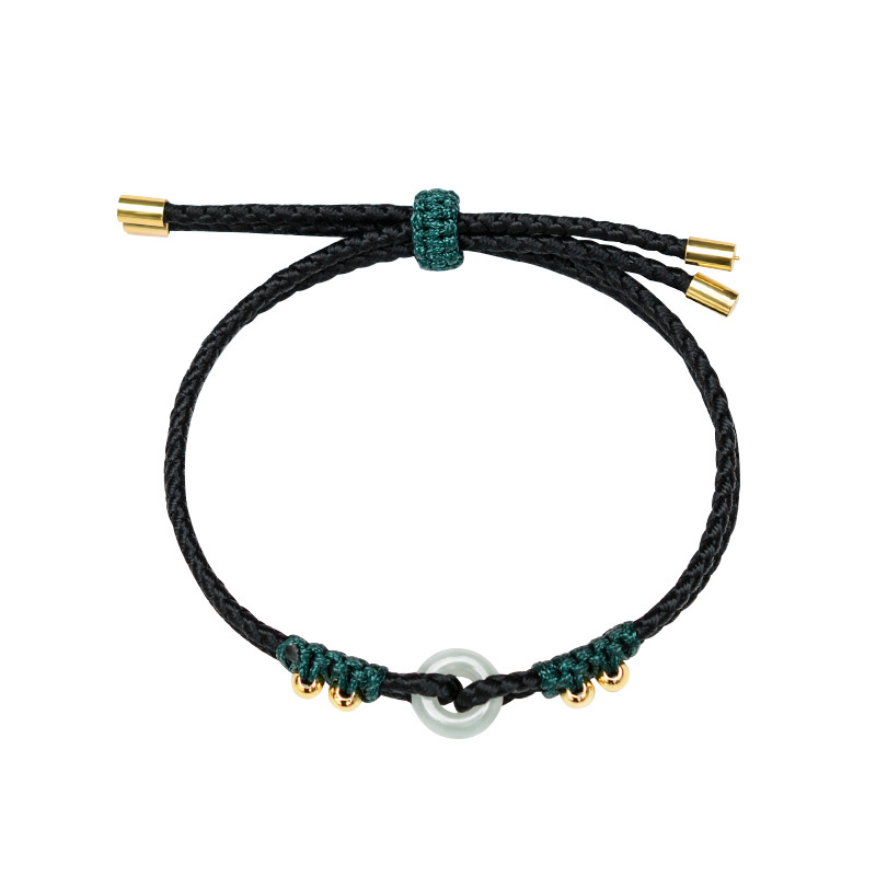 Жадеитов браслет, изцяло ръчно тъкан, марка LONG JIE/Dragon Knot, номер на производство S391, етно стил.