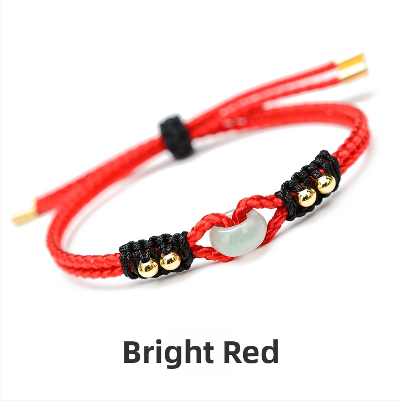 Жадеитов браслет, изцяло ръчно тъкан, марка LONG JIE/Dragon Knot, номер на производство S391, етно стил.