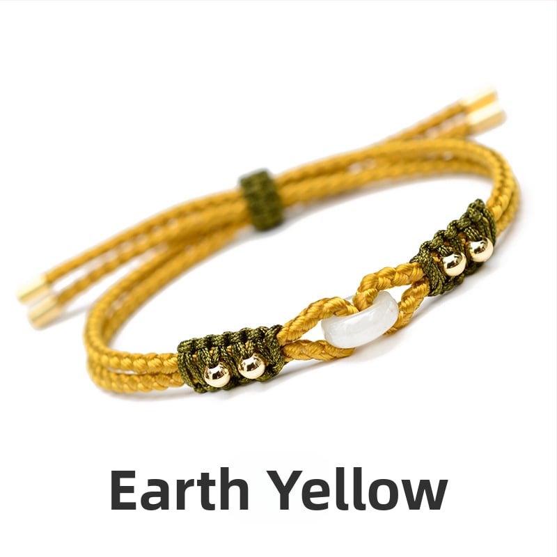 Жадеитов браслет, изцяло ръчно тъкан, марка LONG JIE/Dragon Knot, номер на производство S391, етно стил.