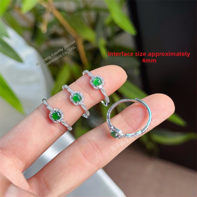 Пръстен от S925 сребро, инкрустира натурален нефрит, мотив пеперуда, дизайн с лък, унисекс, семпъл стил