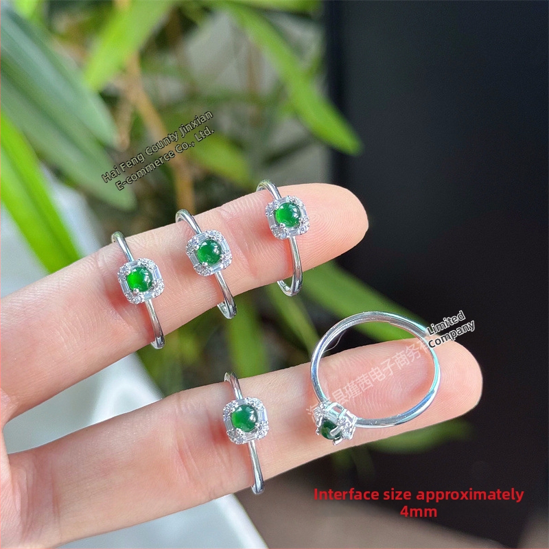 Пръстен от S925 сребро, инкрустира натурален нефрит, мотив пеперуда, дизайн с лък, унисекс, семпъл стил