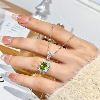 Hui Kai Nakit: S925 sterling srebrni slojeviti ogrlica s prirodnim bojama kamenja, privjesak u obliku jajeta goluba, glavni kamen 6×8 mm, podesiva duljina 41–50 cm, za žene