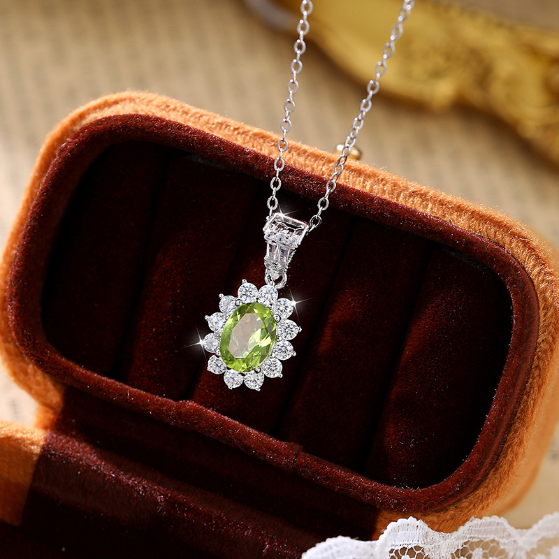 Hui Kai Nakit: S925 sterling srebrni slojeviti ogrlica s prirodnim bojama kamenja, privjesak u obliku jajeta goluba, glavni kamen 6×8 mm, podesiva duljina 41–50 cm, za žene