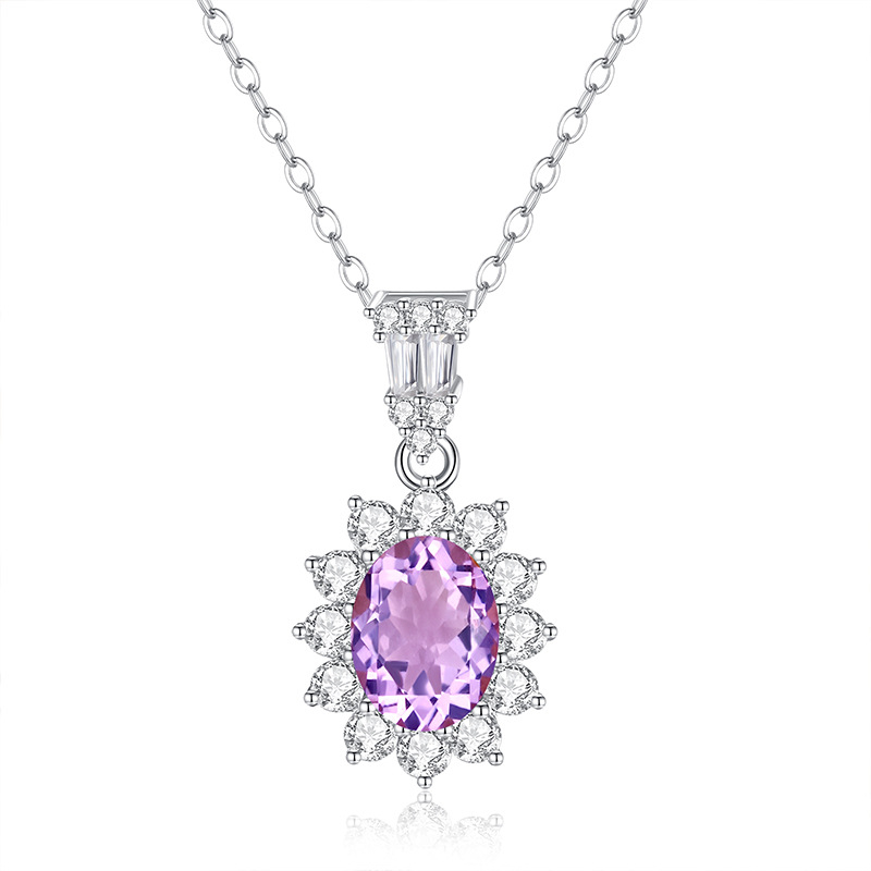 Hui Kai Nakit: S925 sterling srebrni slojeviti ogrlica s prirodnim bojama kamenja, privjesak u obliku jajeta goluba, glavni kamen 6×8 mm, podesiva duljina 41–50 cm, za žene