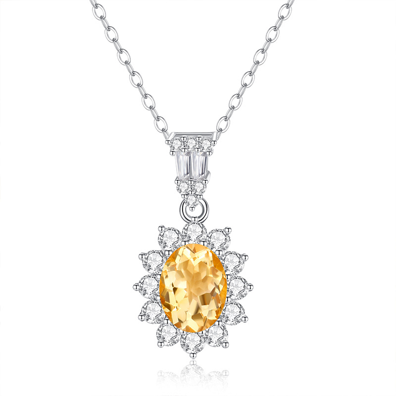 Hui Kai Nakit: S925 sterling srebrni slojeviti ogrlica s prirodnim bojama kamenja, privjesak u obliku jajeta goluba, glavni kamen 6×8 mm, podesiva duljina 41–50 cm, za žene