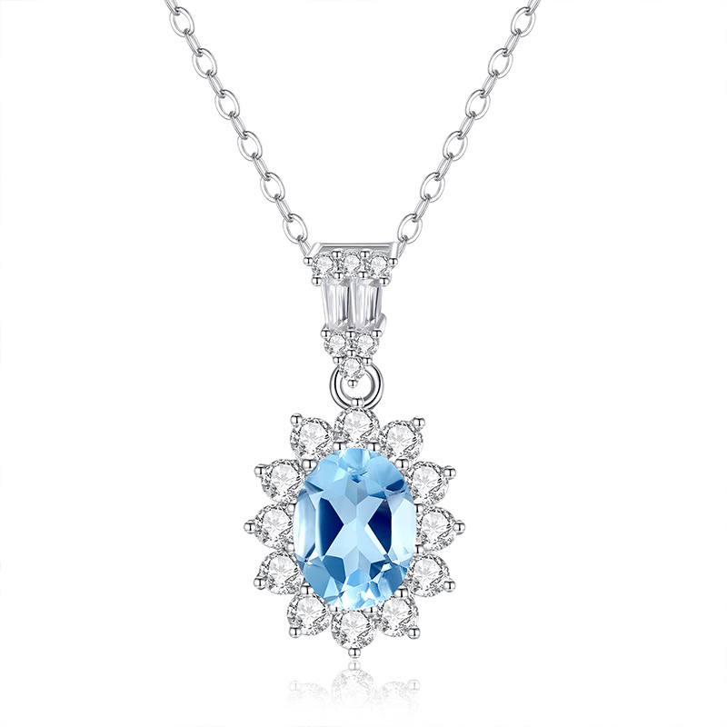 Hui Kai Nakit: S925 sterling srebrni slojeviti ogrlica s prirodnim bojama kamenja, privjesak u obliku jajeta goluba, glavni kamen 6×8 mm, podesiva duljina 41–50 cm, za žene