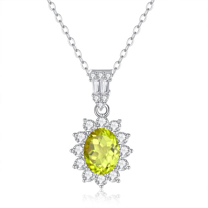 Hui Kai Nakit: S925 sterling srebrni slojeviti ogrlica s prirodnim bojama kamenja, privjesak u obliku jajeta goluba, glavni kamen 6×8 mm, podesiva duljina 41–50 cm, za žene