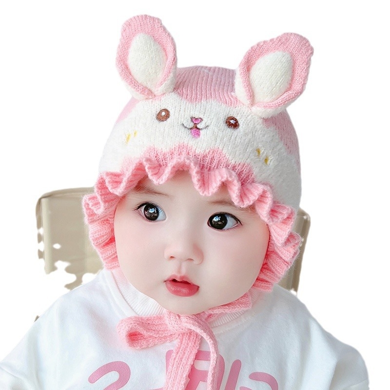 Talvine kootud beebimüts, ausat kaitsega, kupliku kujuga, puuvillane materjal, hingav ja tuulekindel, 2024 talv, vanus 0-4 aastat