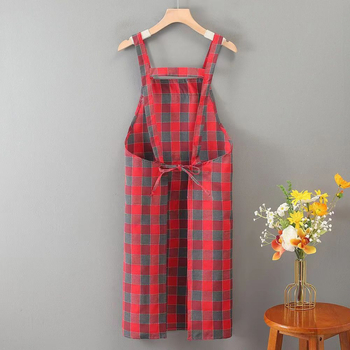 Ποδιά κουζίνας χωρίς μανίκια, 100% βαμβάκι, αναπνέουσα, αντιβρωμιά, ριγέ/καρό μοτίβο, unisex ενήλικες