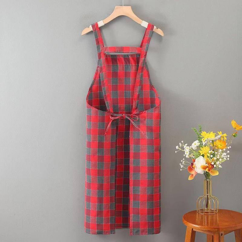 Ποδιά κουζίνας χωρίς μανίκια, 100% βαμβάκι, αναπνέουσα, αντιβρωμιά, ριγέ/καρό μοτίβο, unisex ενήλικες