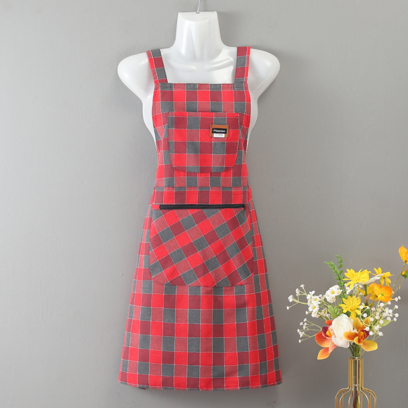 Ποδιά κουζίνας χωρίς μανίκια, 100% βαμβάκι, αναπνέουσα, αντιβρωμιά, ριγέ/καρό μοτίβο, unisex ενήλικες