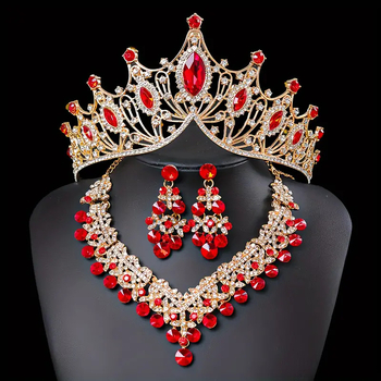 Trodjelni vjenčani set nakita: ukosnica za kosu, naušnice i ogrlica; Materijal: zliatina; Marka: Lanxu Jewelry; Lanac: običan lanac; Stil: Vintage