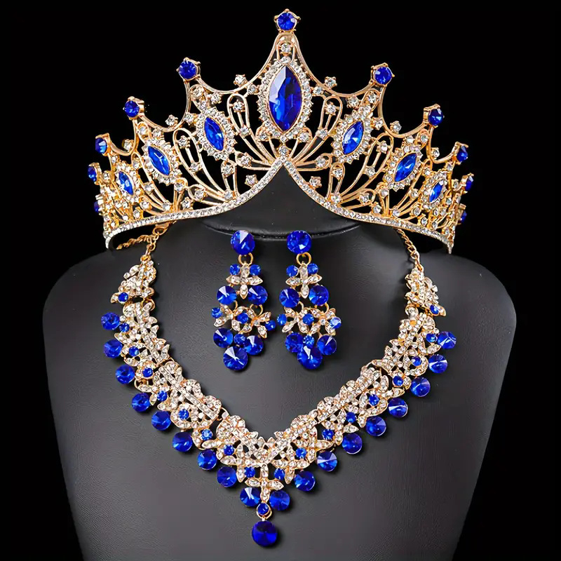 Trodjelni vjenčani set nakita: ukosnica za kosu, naušnice i ogrlica; Materijal: zliatina; Marka: Lanxu Jewelry; Lanac: običan lanac; Stil: Vintage