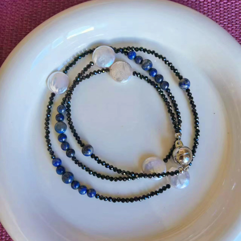 Colier din onix, stil chinezesc, lucrat manual de Yifei, Toamnă 2024.