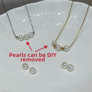 Κολιέ Zhizhen με μαργαριτάρια γλυκού νερού, ασημένιο S925, σχεδόν στρογγυλά μαργαριτάρια, υφαντή τεχνική, αλυσίδα κολάρου για κλείδα