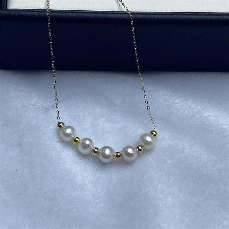 Κολιέ Zhizhen με μαργαριτάρια γλυκού νερού, ασημένιο S925, σχεδόν στρογγυλά μαργαριτάρια, υφαντή τεχνική, αλυσίδα κολάρου για κλείδα