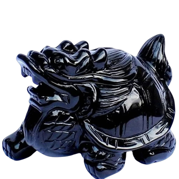 Драконова костенурка от обсидиан, естествен камък, модерен минималистичен декор.