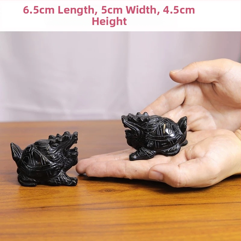 Драконова костенурка от обсидиан, естествен камък, модерен минималистичен декор.