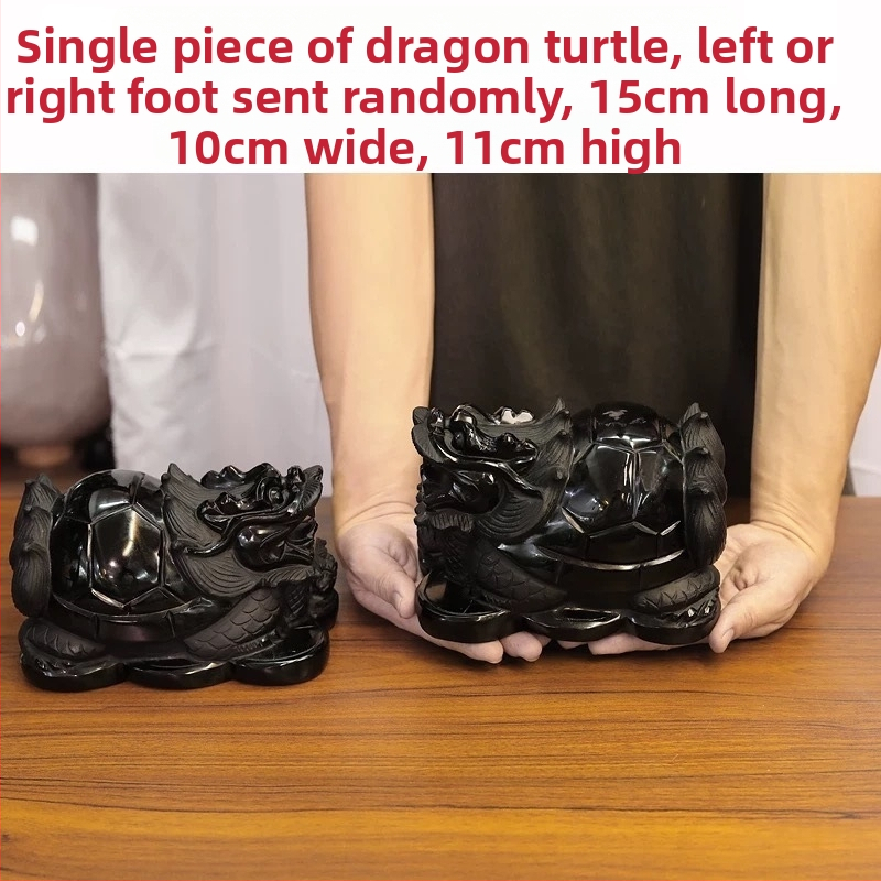 Драконова костенурка от обсидиан, естествен камък, модерен минималистичен декор.