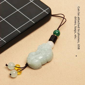 Висулка за телефон с нефрит Pixiu – унисекс, китайски стил, ключодържател с въже, подарък за сватба или рожден ден