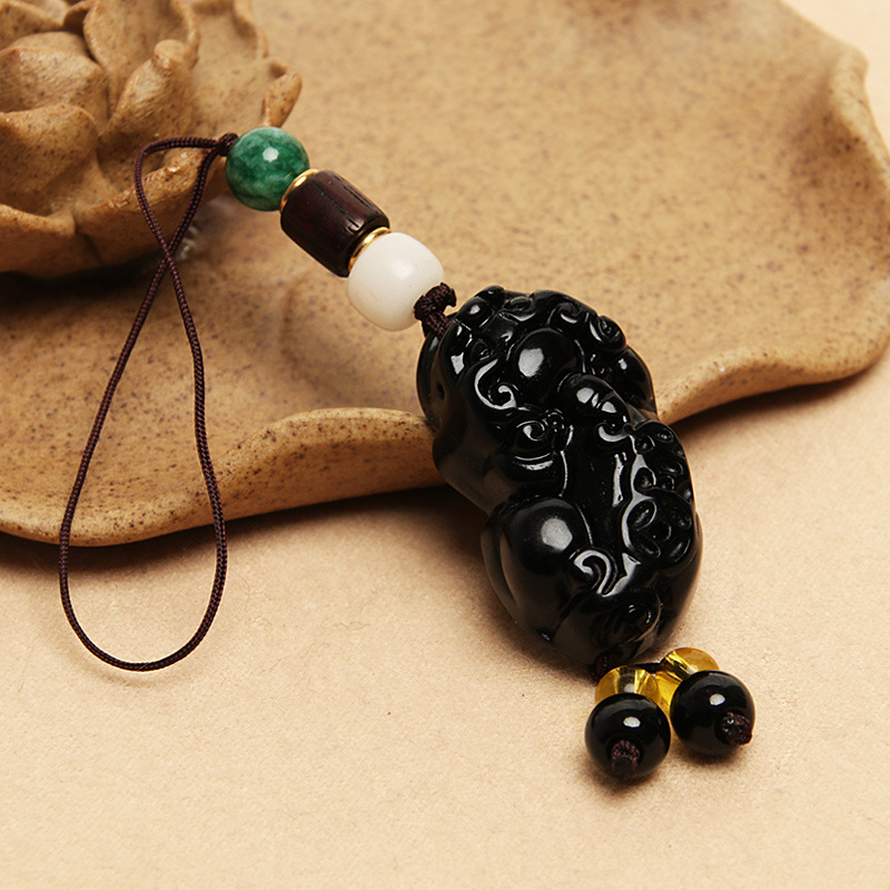 Висулка за телефон с нефрит Pixiu – унисекс, китайски стил, ключодържател с въже, подарък за сватба или рожден ден