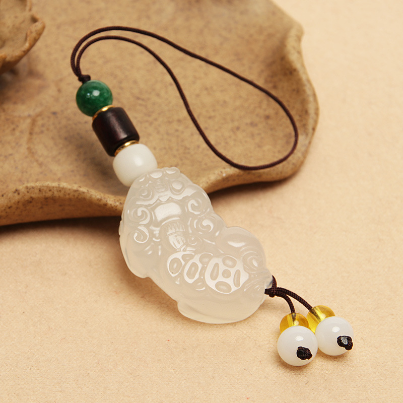 Висулка за телефон с нефрит Pixiu – унисекс, китайски стил, ключодържател с въже, подарък за сватба или рожден ден