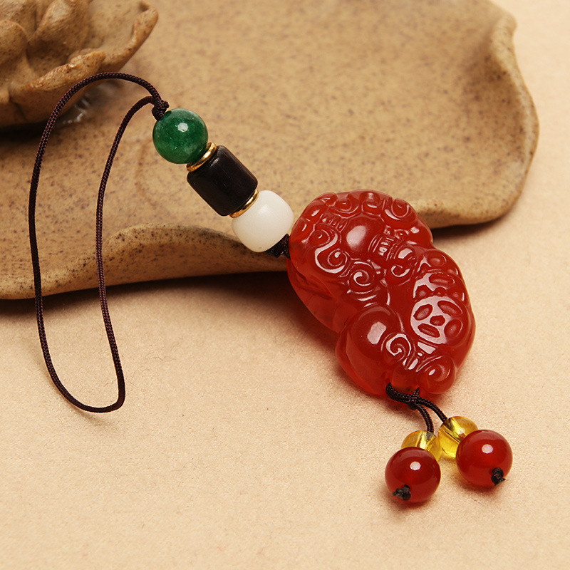 Висулка за телефон с нефрит Pixiu – унисекс, китайски стил, ключодържател с въже, подарък за сватба или рожден ден