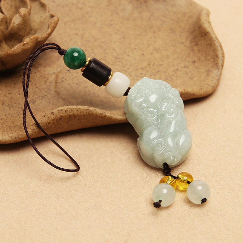 Висулка за телефон с нефрит Pixiu – унисекс, китайски стил, ключодържател с въже, подарък за сватба или рожден ден