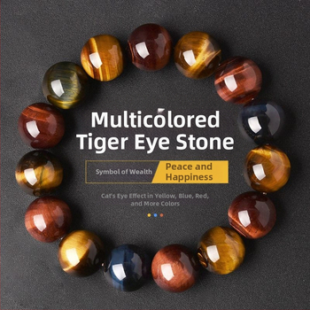 Гривна от тигрово око, кръгла форма, полирана повърхност, естествен материал, възможност за персонализация, марка Zhuoyuke