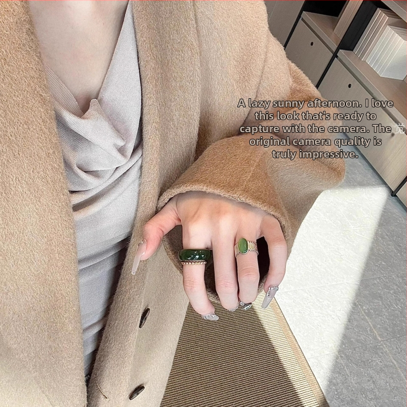 Prsteň z prírodného jaspisu a Hetianskeho jadeitu pre ženy