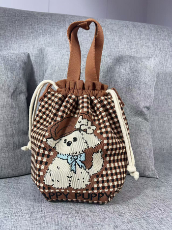 Τσαντάκι για μεσημεριανό γεύμα με κλείσιμο κορδονιού, οβάλ σχήμα, πολυεστέρας, εσωτερικές τσέπες για κινητό και ταυτότητα, χωρίς επένδυση, εξωτερική ανοιχτή τσέπη, καθημερινή χρήση