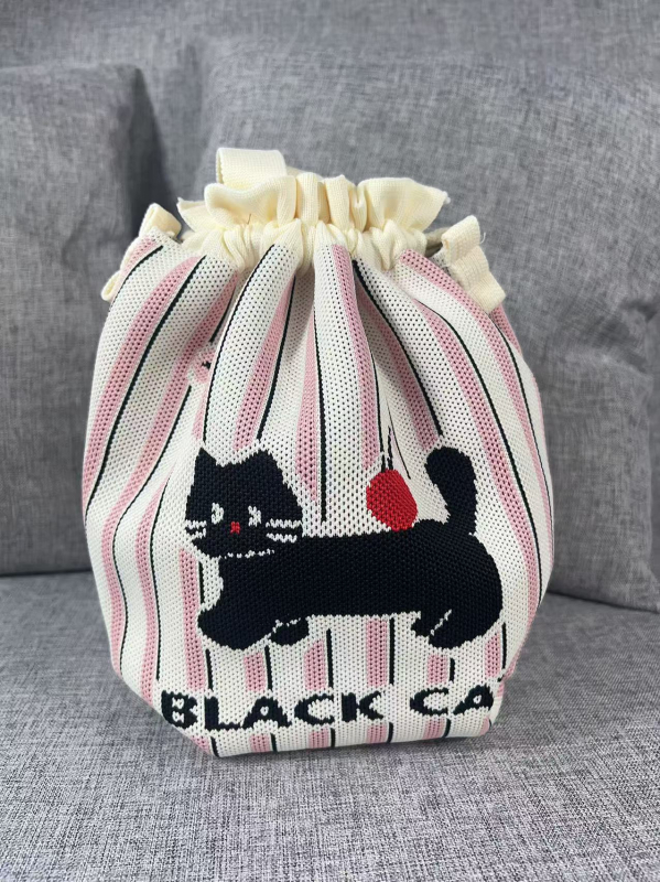 Τσαντάκι για μεσημεριανό γεύμα με κλείσιμο κορδονιού, οβάλ σχήμα, πολυεστέρας, εσωτερικές τσέπες για κινητό και ταυτότητα, χωρίς επένδυση, εξωτερική ανοιχτή τσέπη, καθημερινή χρήση