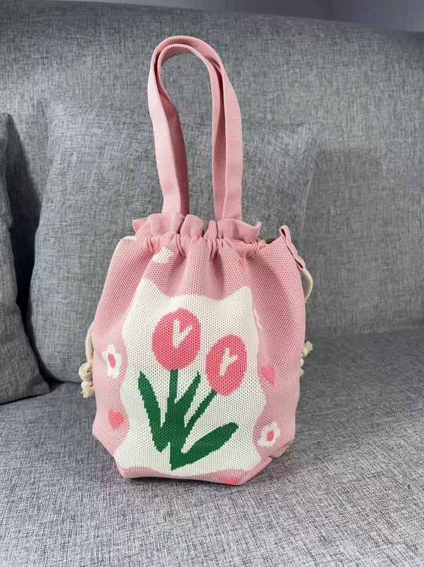 Τσαντάκι για μεσημεριανό γεύμα με κλείσιμο κορδονιού, οβάλ σχήμα, πολυεστέρας, εσωτερικές τσέπες για κινητό και ταυτότητα, χωρίς επένδυση, εξωτερική ανοιχτή τσέπη, καθημερινή χρήση