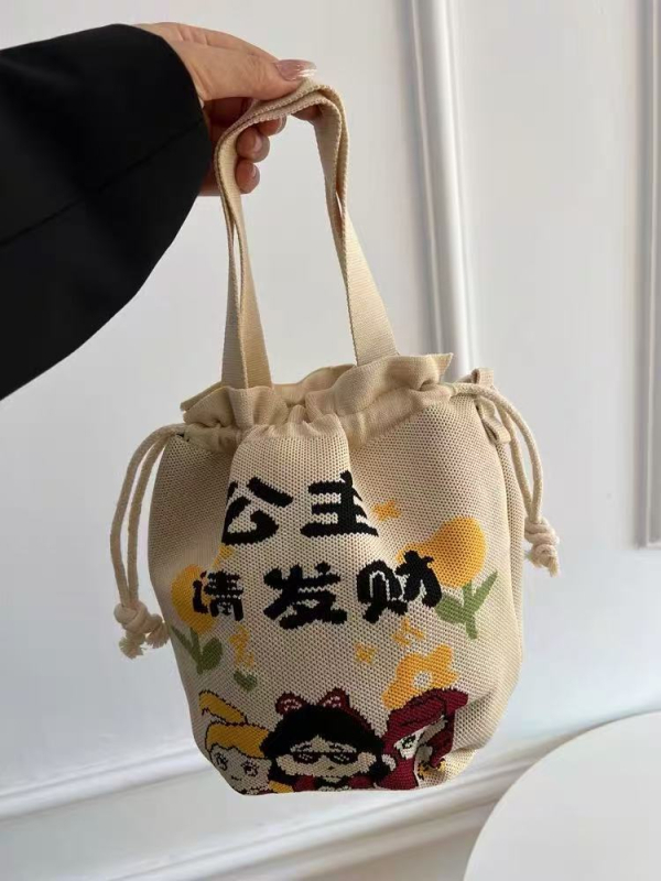 Τσαντάκι για μεσημεριανό γεύμα με κλείσιμο κορδονιού, οβάλ σχήμα, πολυεστέρας, εσωτερικές τσέπες για κινητό και ταυτότητα, χωρίς επένδυση, εξωτερική ανοιχτή τσέπη, καθημερινή χρήση