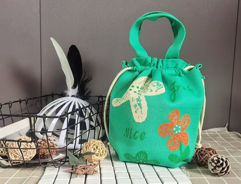 Τσαντάκι για μεσημεριανό γεύμα με κλείσιμο κορδονιού, οβάλ σχήμα, πολυεστέρας, εσωτερικές τσέπες για κινητό και ταυτότητα, χωρίς επένδυση, εξωτερική ανοιχτή τσέπη, καθημερινή χρήση