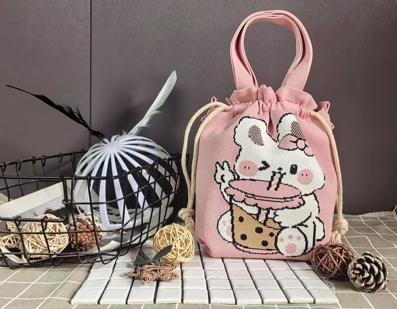 Τσαντάκι για μεσημεριανό γεύμα με κλείσιμο κορδονιού, οβάλ σχήμα, πολυεστέρας, εσωτερικές τσέπες για κινητό και ταυτότητα, χωρίς επένδυση, εξωτερική ανοιχτή τσέπη, καθημερινή χρήση