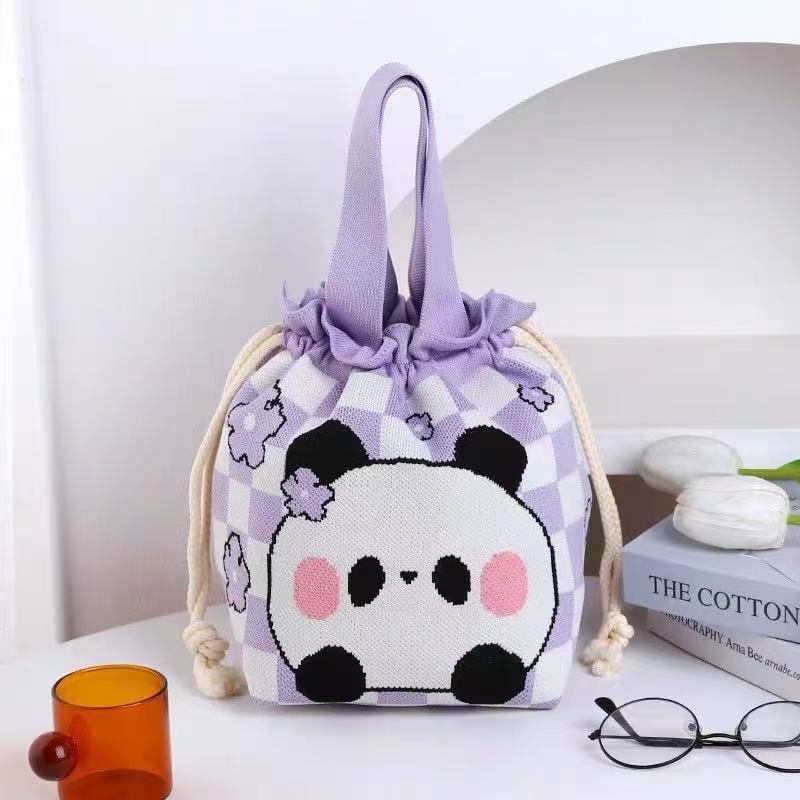 Τσαντάκι για μεσημεριανό γεύμα με κλείσιμο κορδονιού, οβάλ σχήμα, πολυεστέρας, εσωτερικές τσέπες για κινητό και ταυτότητα, χωρίς επένδυση, εξωτερική ανοιχτή τσέπη, καθημερινή χρήση