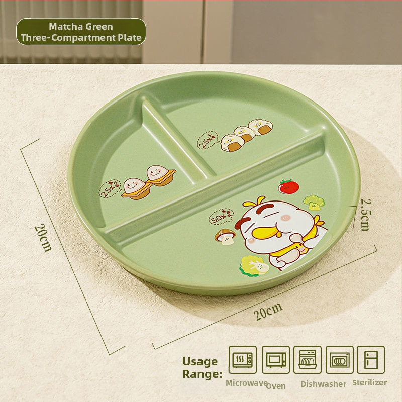 Jaotatud hommikusöögi taldrik jaotustestidega, portsioneeritud keraamiline taldrik täiskasvanutele, ühe inimese portsjon, kaasaegne minimalism, uus hiina stiil